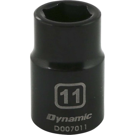 Dynamic 3/8" Drive Standard Socket, Black Phosphate, Tools 3/8" Drive 6 Point Metric, 11mm Standard Length D007011